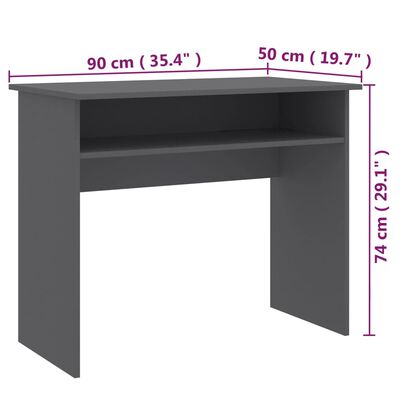 vidaXL Письмовий стіл Сірий 90x50x74 см ДСП