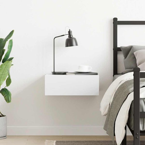 800306 vidaXL Floating Nightstand White 40x30x15 cm Chipboard