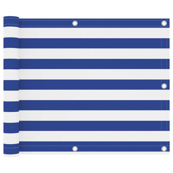 vidaXL Балконна Ширма Білий і Синій 75х400 см Тканина Оксфорд