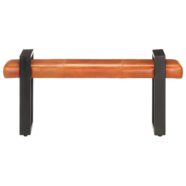 vidaXL Лавка Чорний і Коричневий 120 см Натуральна Козяча Шкіра