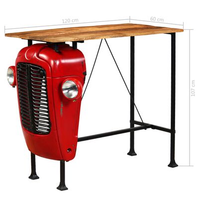 vidaXL Барний стіл Трактор Червоний 60x120x107 см Масив дерева манго