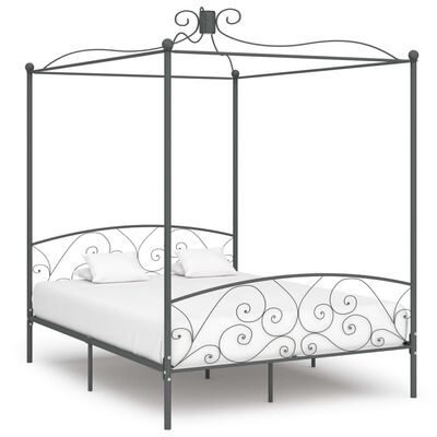 vidaXL Каркас ліжка з балдахіном Сірий 160x200 см Метал