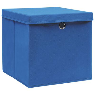 vidaXL Коробки для Зберігання з Кришками 4 шт Синій 28x28x28 см