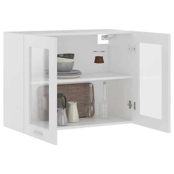 802529 vidaXL Hanging Glass Cabinet White 80x31x60 cm Chipboard