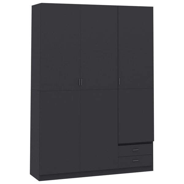 800794 vidaXL 3-Door Wardrobe Grey 120x50x180 cm Chipboard