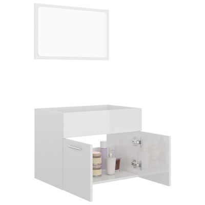 vidaXL Комплект Меблів для Ванної Кімнати 2 Од. Глянцевий Білий ДСП
