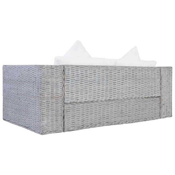 vidaXL Диван 2-місний з подушками Сірий Натуральний ротанг