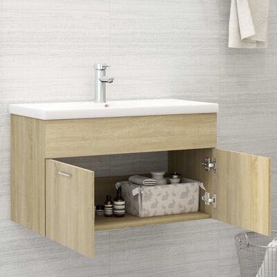 804659 vidaXL Sink Cabinet Sonoma Oak 80x38,5x46 cm Chipboard