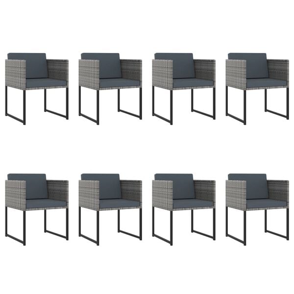 vidaXL Садовий Обідній Комплект 13 Од. з Подушками Сірий Поліротанг