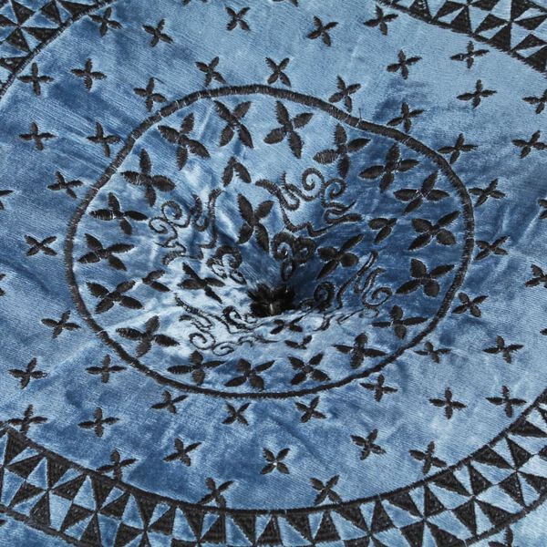 vidaXL Круглий Пуф з Вишивкою Синій 60х25 см Оксамит