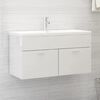 804671 vidaXL Sink Cabinet High Gloss White 90x38,5x46 cm Chipboard