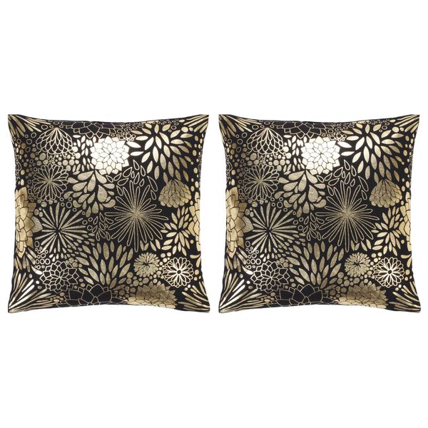 vidaXL Подушки 2 шт з Напиленням Чорний зі Золотистим 40х40 см Бавовна