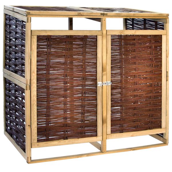 vidaXL Подвійний Навіс для Сміттєвих Контейнерів Сосна і Лоза