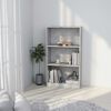 800868 vidaXL 3-Tier Book Cabinet Concrete Grey 60x24x108 cm Chipboard