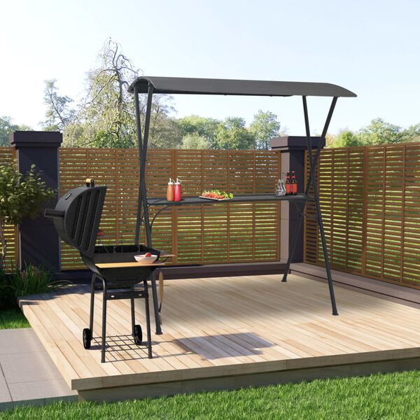 vidaXL Барна Стійка з Навісом Антрацит 175x150x207 см Сталь