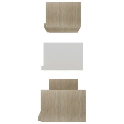 800203 vidaXL Wall Display Shelf 3 pcs White and Sonoma Oak Chipboard