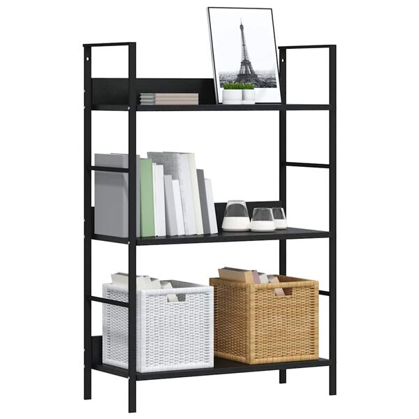 288218 vidaXL 3-Layer Book Shelf Black 60x27,6x90,5 cm Chipboard