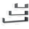 800206 vidaXL Wall Display Shelf 3 pcs High Gloss Grey Chipboard