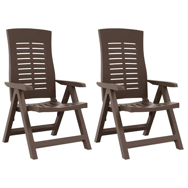 vidaXL Садові Стільці з Відкидною Спинкою 2 шт Мокко Пластик
