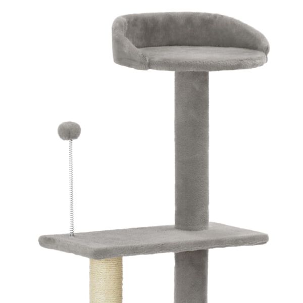 170708 vidaXL Cat Tree with Sisal Scratching Post Grey 125 cm
