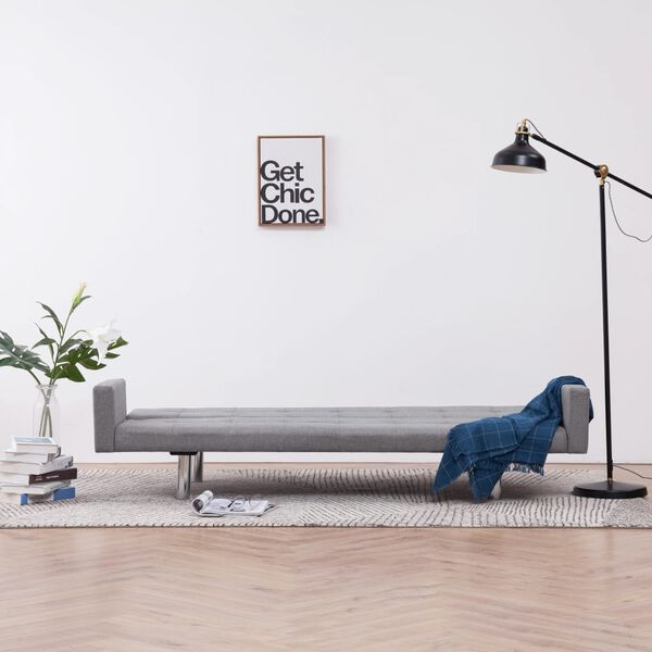 vidaXL Диван-ліжко з підлокітником Світло-сірий Поліестер