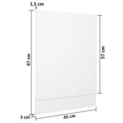 802554 vidaXL Dishwasher Panel White 45x3x67 cm Chipboard