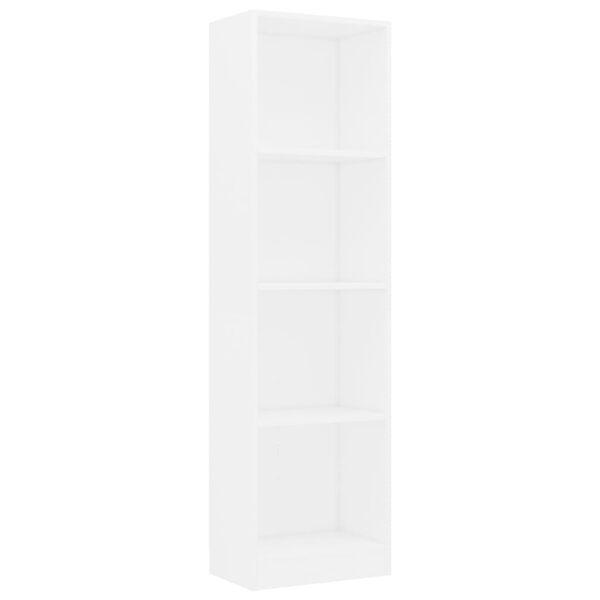 800837 vidaXL 4-Tier Book Cabinet White 40x24x142 cm Chipboard