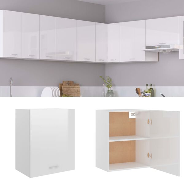 801265 vidaXL Hanging Cabinet High Gloss White 50x31x60 cm Chipboard