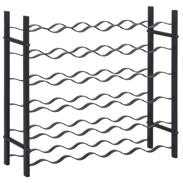 vidaXL Винний стелаж на 36 пляшок Чорний Залізо