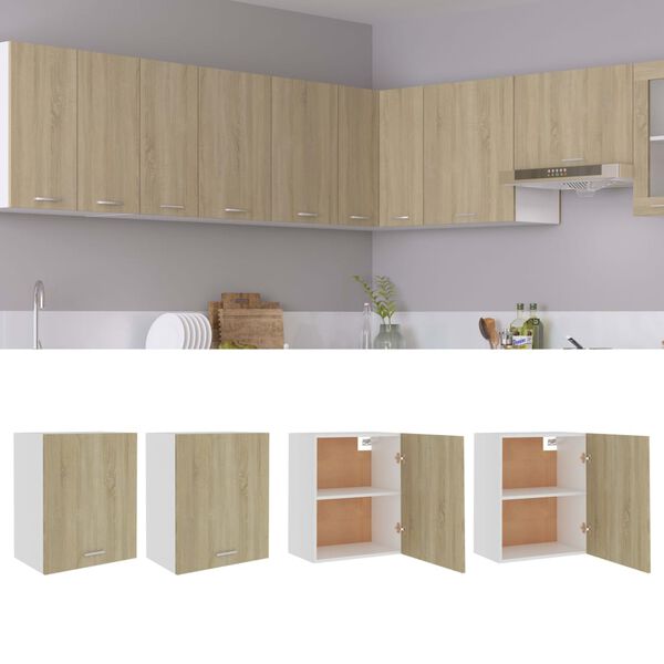 805081 vidaXL Hanging Cabinets 2 pcs Sonoma Oak 50x31x60 cm Chipboard