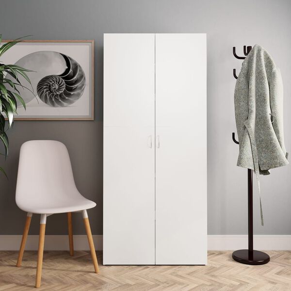 800288 vidaXL Shoe Cabinet White 80x35,5x180 cm Chipboard