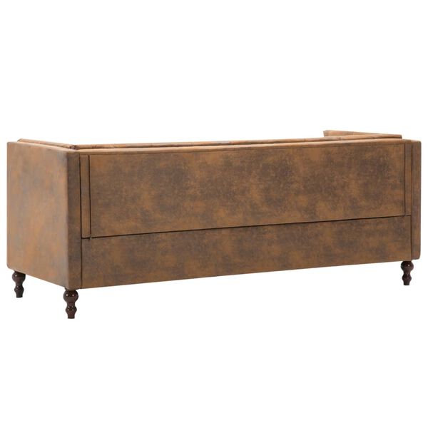 vidaXL Диван Честерфілд 3-місний Коричневий Тканинна оббивка під замшу