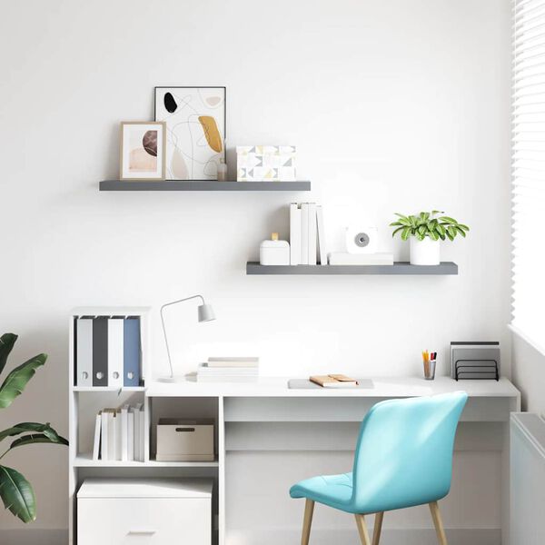 vidaXL Настінні полиці з прихованим кріпленням 2 шт Сірий 120x23,5x3,8см МДФ