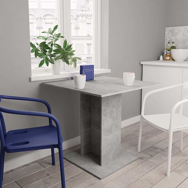 800256 vidaXL Dining Table Concrete Grey 80x80x75 cm Chipboard