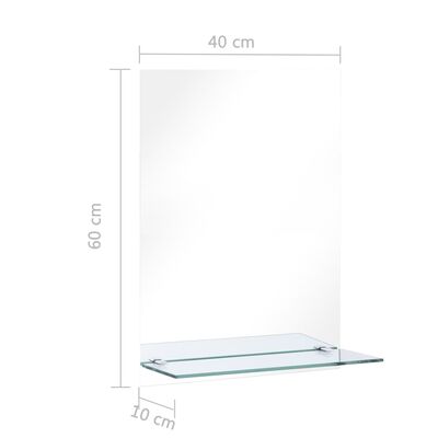 vidaXL Настінне дзеркало з поличкою 40x60 см Загартоване скло
