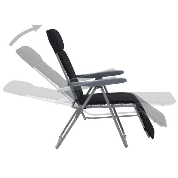 vidaXL Розкладні садові стільці з матрацами 2 шт Чорний