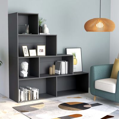 800659 vidaXL Book Cabinet/Room Divider Grey 155x24x160 cm Chipboard