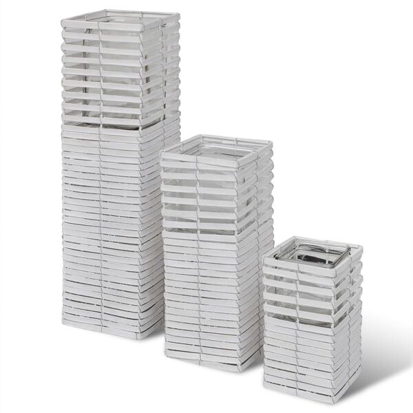 vidaXL Плетений Підсвічник Ручної Роботи 3 шт Білий