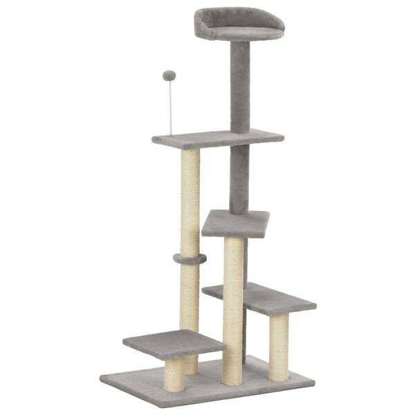 170708 vidaXL Cat Tree with Sisal Scratching Post Grey 125 cm