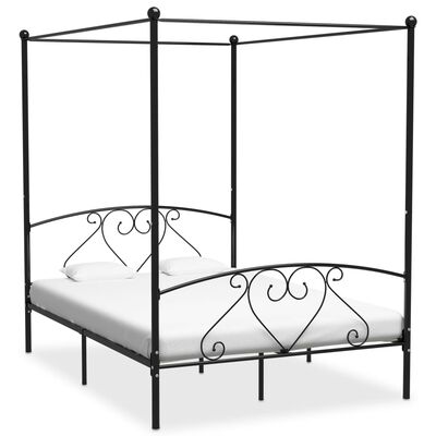 vidaXL Каркас ліжка з балдахіном Чорний 160x200 см Метал