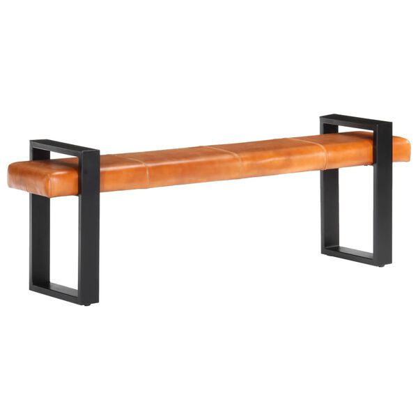 vidaXL Лавка Чорний і Коричневий 160 см Натуральна Козяча Шкіра