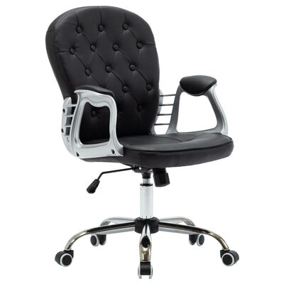 vidaXL Поворотне офісне крісло Чорний Штучна шкіра