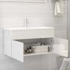804671 vidaXL Sink Cabinet High Gloss White 90x38,5x46 cm Chipboard