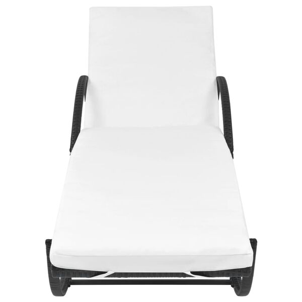 vidaXL Шезлонг з матрацом Чорний Поліротанг