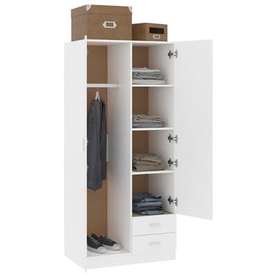 800639 vidaXL Wardrobe White 80x52x180 cm Chipboard