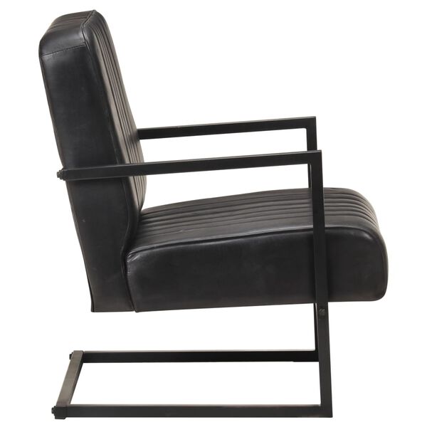 321856 vidaXL Cantilever Sofa Chair Black Real Leather