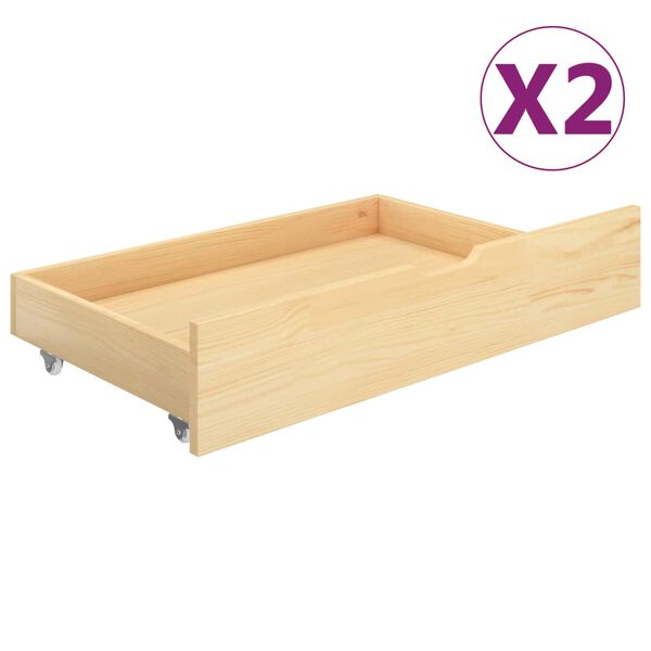 321985 vidaXL Bed Drawers 2 pcs Solid Pine Wood