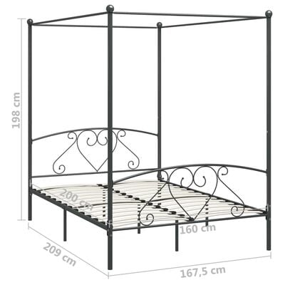 vidaXL Каркас ліжка з балдахіном Сірий 160x200 см Метал