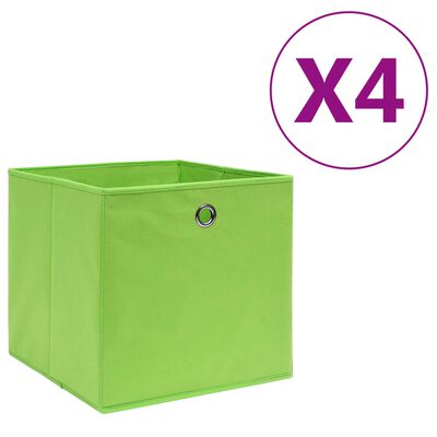 vidaXL Коробки для Зберігання 4 шт Зелений 28x28x28 см Неткане Полотно