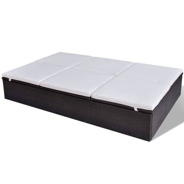 vidaXL Двомісний шезлонг з матрацом Коричневий Поліротанг